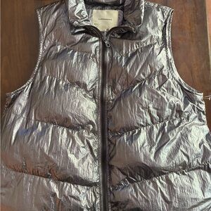 Anthropologie Silver Puffer Vest